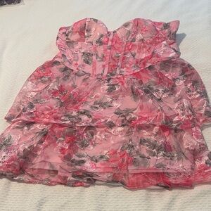 Francescas silver scor Pink Floral Strapless dress XL